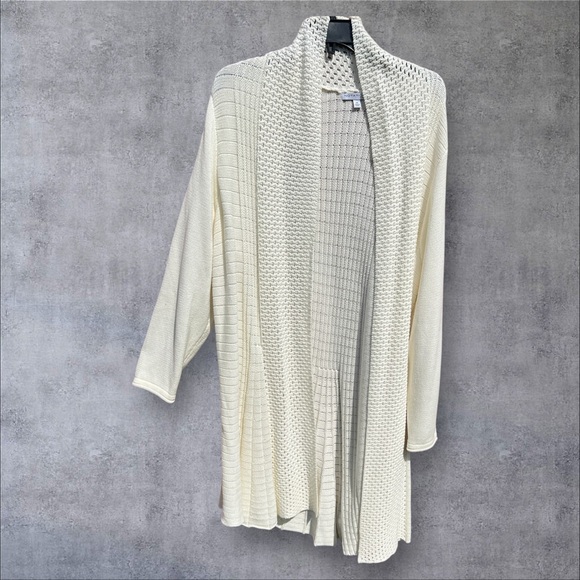 Notations Open Front Long Sleeve Open Knit Cardigan - Picture 3 of 11